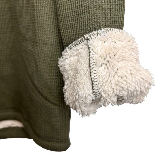 The BC Clothing Co Full Zip Sweatshirt Mens M Green Fleece Lined Waffle Fall - Picture 3 of 5